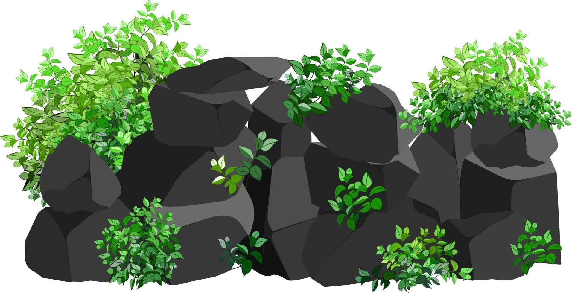 een reeks van zwart houtskool van divers vormen en planten.collectie van stukken van steenkool, grafiet, basalt en antraciet. de concept van mijnbouw en erts in een mijn.rots fragmenten, rotsblokken. vector