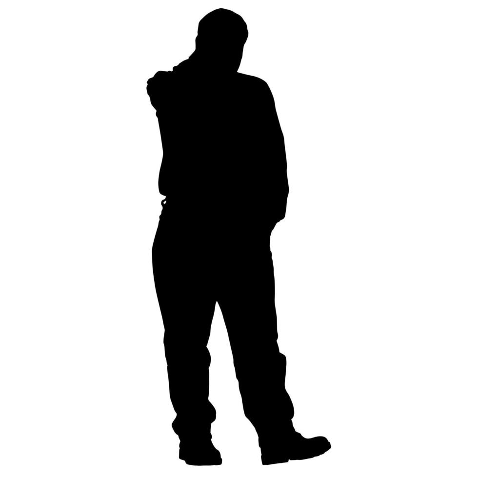 vector silhouetten van Heren. staand Mens vorm geven aan. zwart kleur Aan geïsoleerd wit achtergrond. grafisch illustratie.