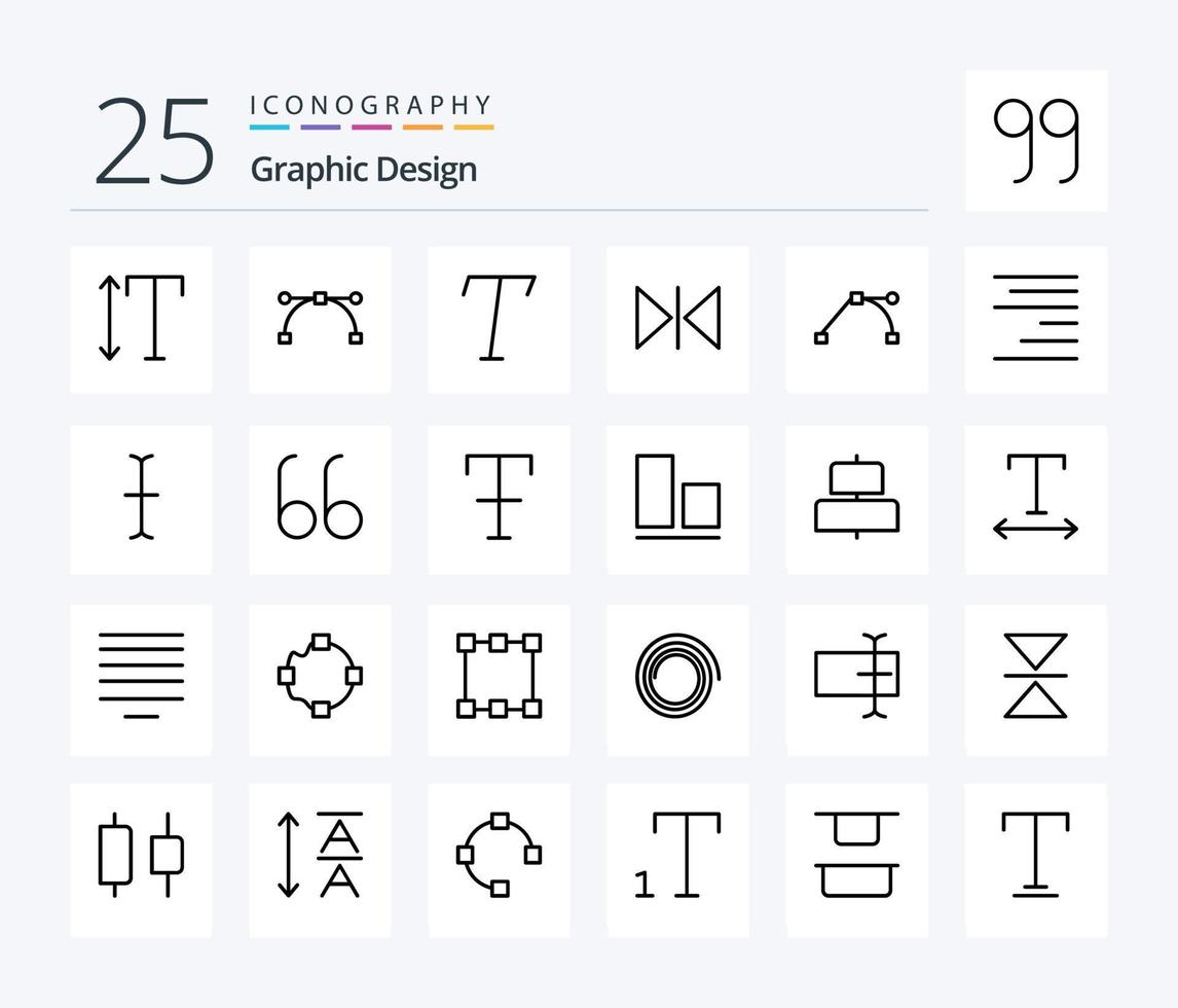 ontwerp 25 lijn icoon pak inclusief cursor. Rechtsaf. omdraaien. uitlijnen. pad vector