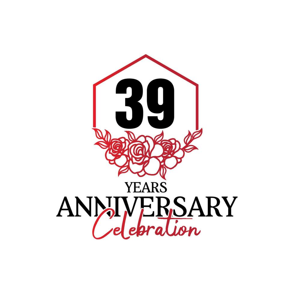 39 jaren verjaardag logo, luxueus verjaardag vector ontwerp viering