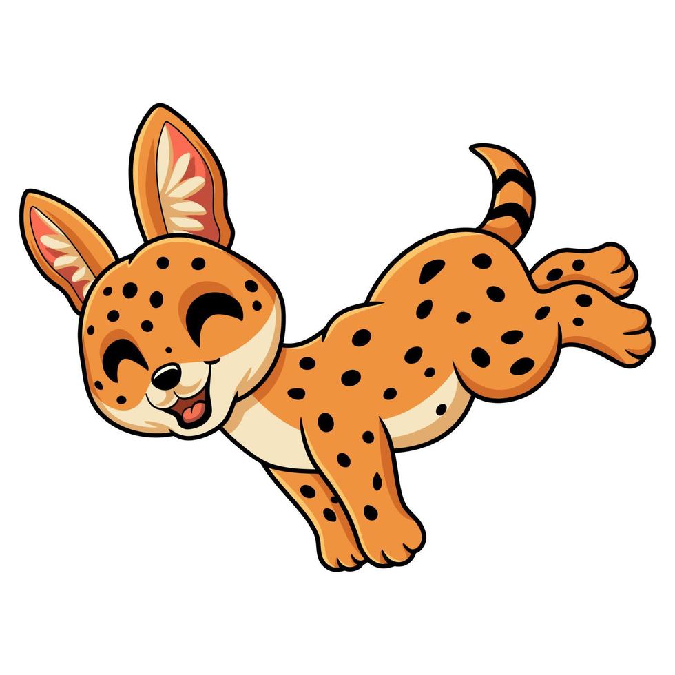 schattig serval kat tekenfilm jumping vector