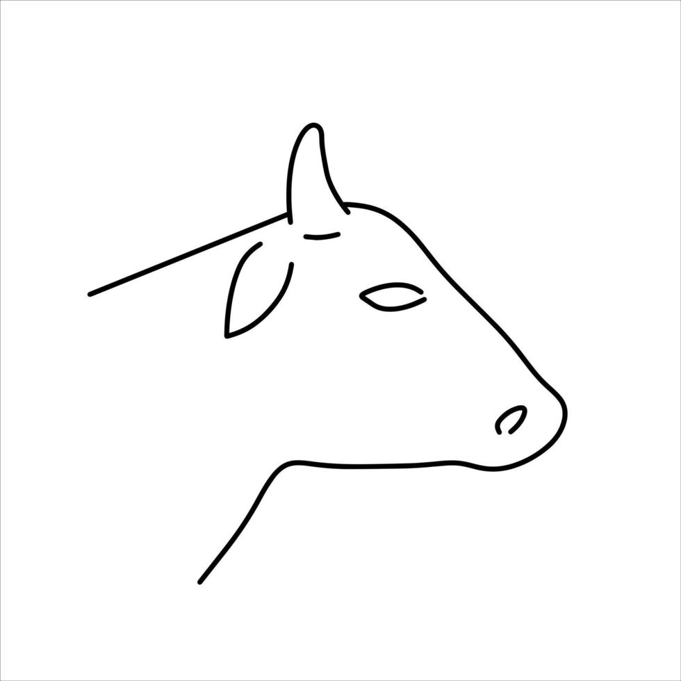 koe hoofd. schets tekenfilm embleem van boerderij dier. vector