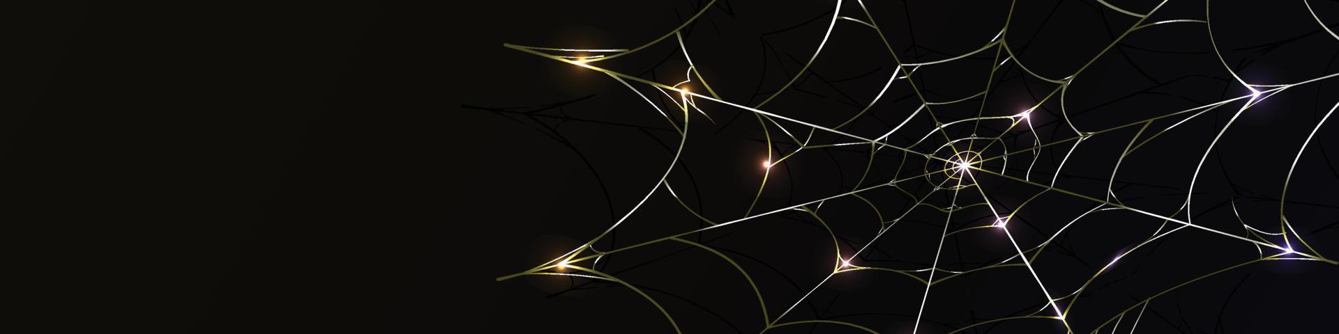 elegant goud spin web achtergrond banier met schitteren licht vector