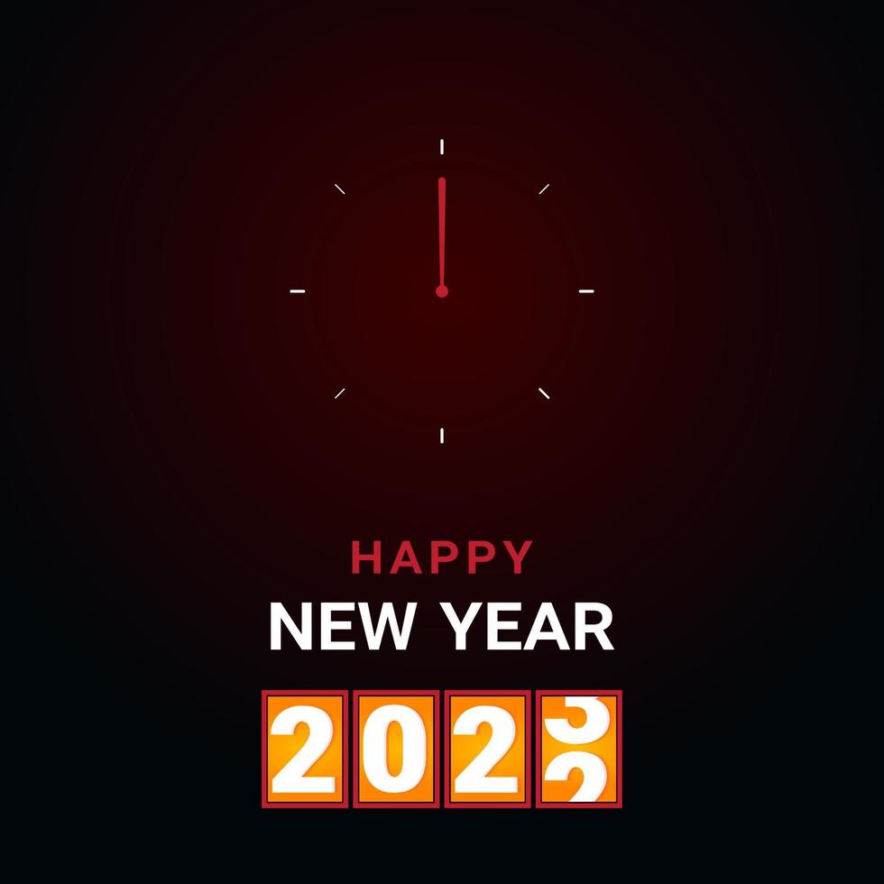 gelukkig nieuw jaar 2023 klok achtergrond ontwerp, klok illustratie vector