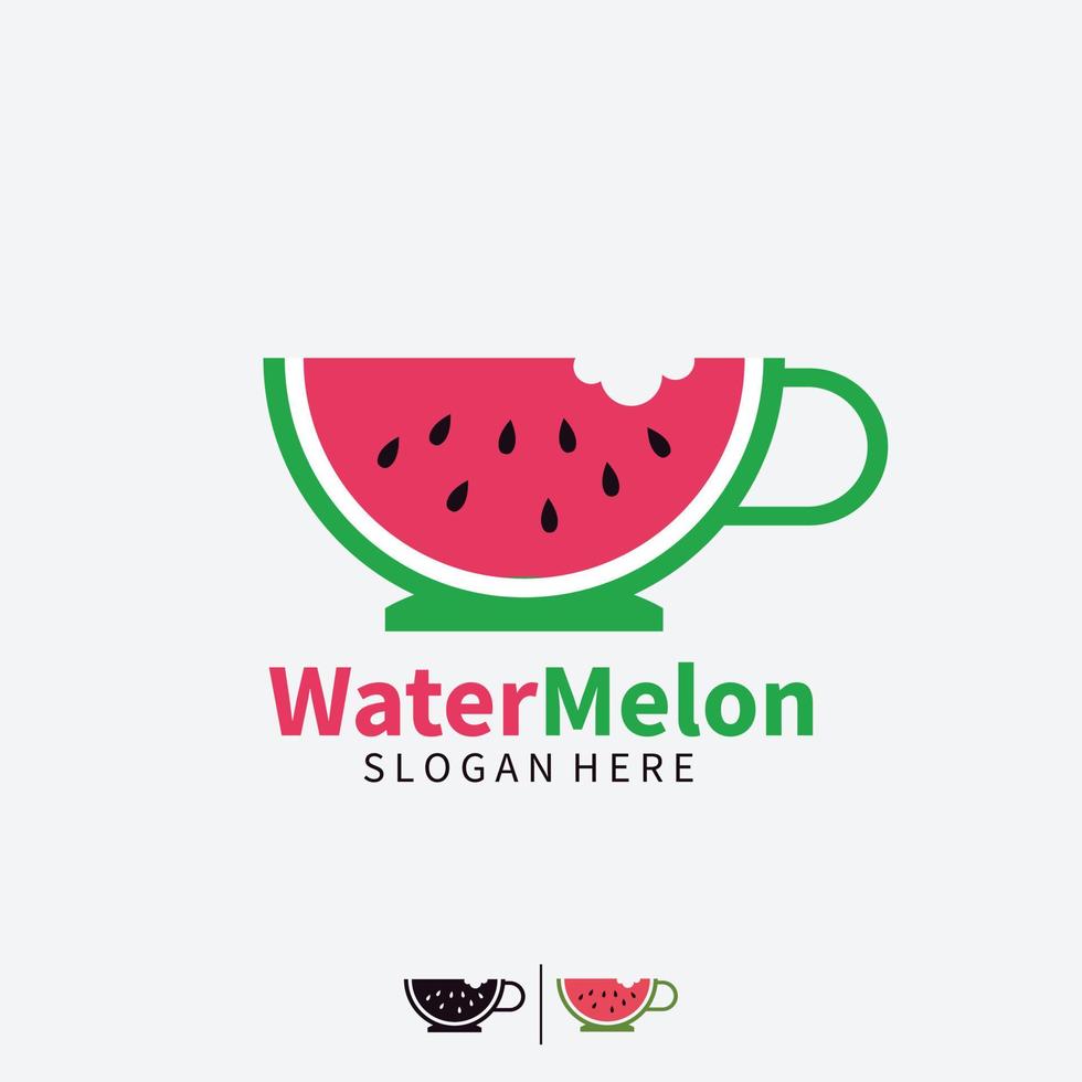 watermeloen koffie logo ontwerp vector