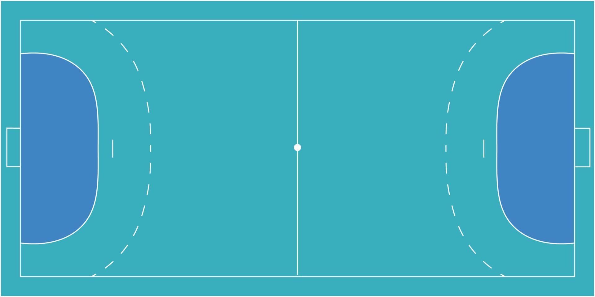 handbal blauw rechtbank, antenne visie tactiek bord vector