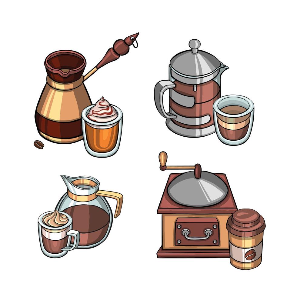 reeks voor cafeïne menu, koffie symbolen illustratie vector