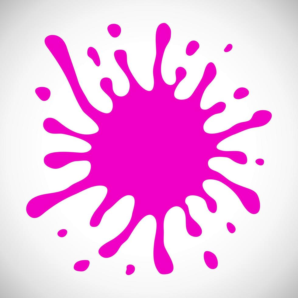 roze hand- getrokken verf plons met klein spatten en schaduwen. vector illustratie