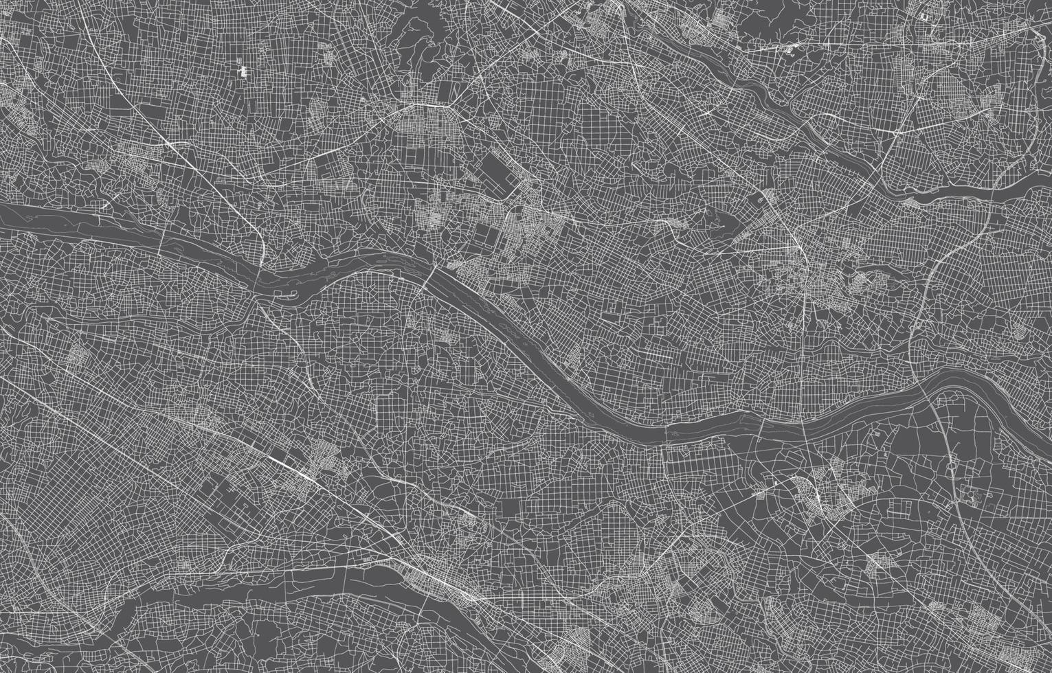 Japan stad kaart. vector illustratie met zwart achtergrond, wit schets, tafereel met Japan stad, dorp, weg, straat, kaart stedelijk, plaats, mijlpaal, vervoer. ontwerp voor afdrukken, poster, behang.