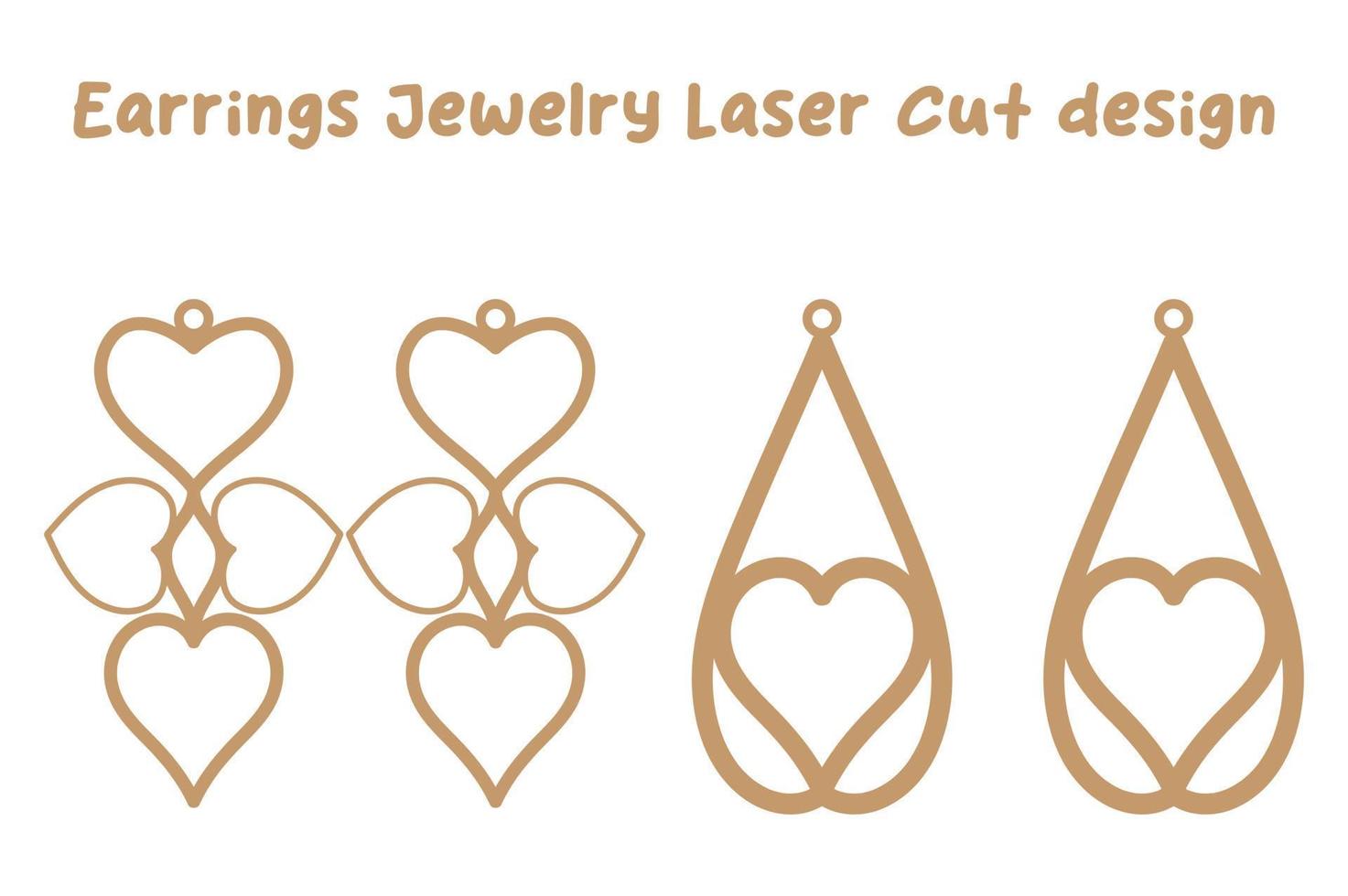valentijnsdag oorbellen sieraden laser besnoeiing ontwerp vector