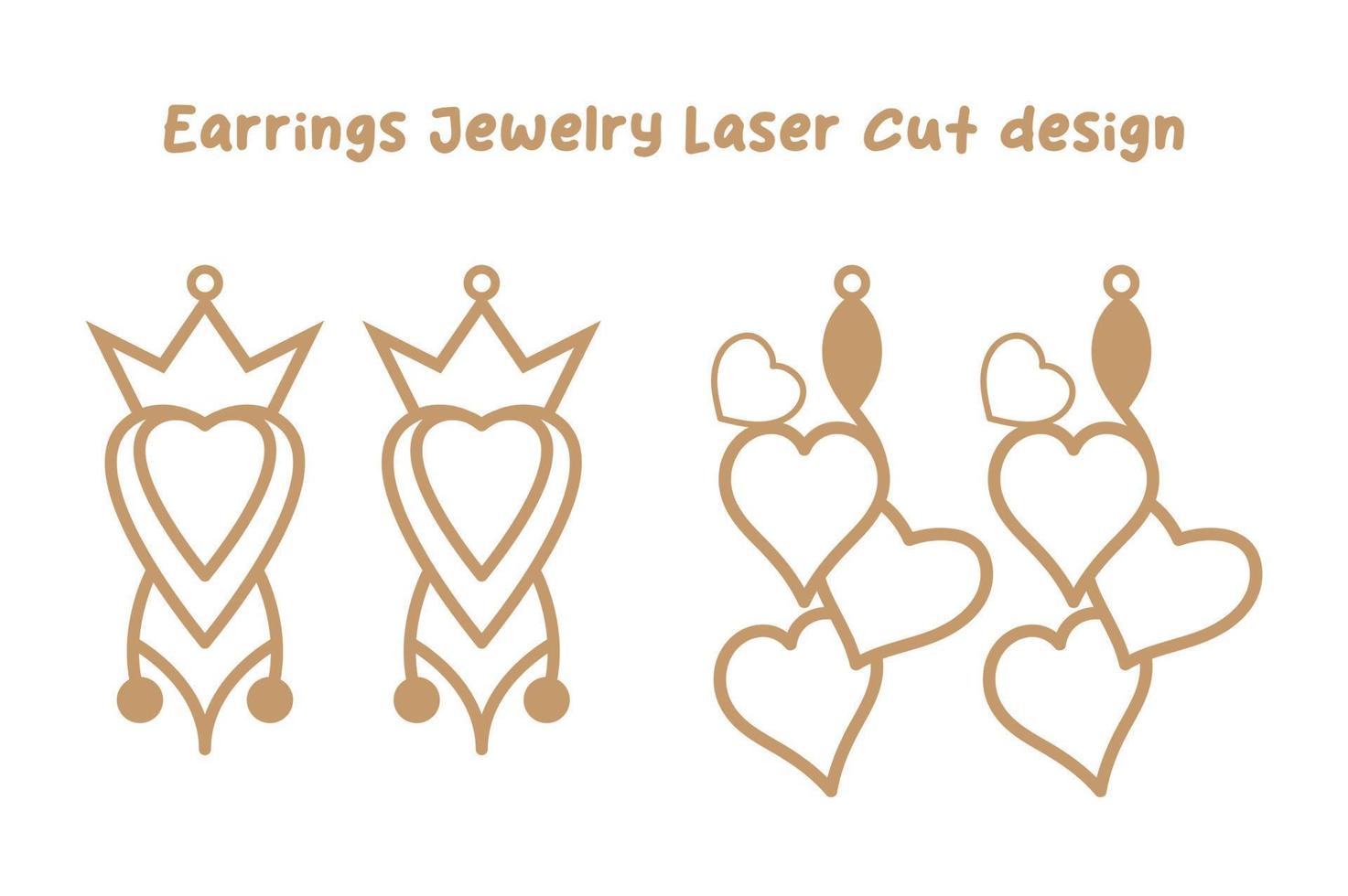 valentijnsdag oorbellen sieraden laser besnoeiing ontwerp vector