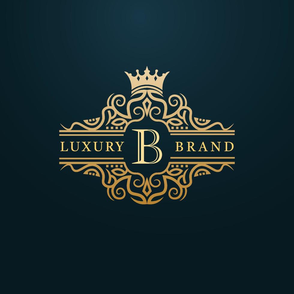 luxe goud b brief logo. luxe logo eerste brief b ontwerp vector