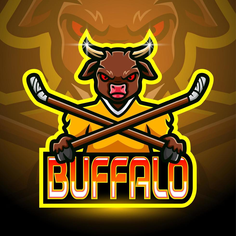buffalo esport logo mascotte ontwerp vector