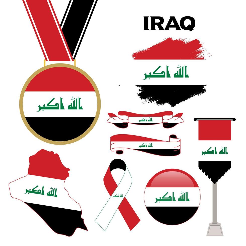elementen verzameling met de vlag van Irak ontwerp sjabloon vector