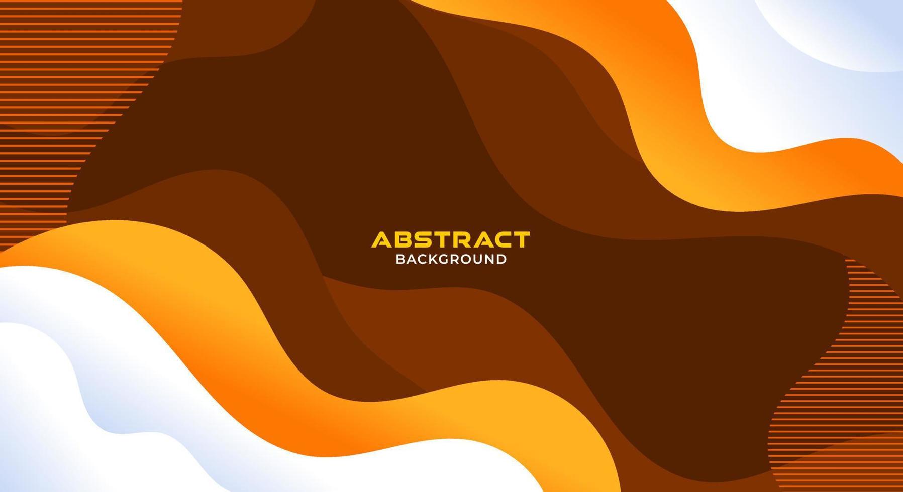 abstract bruin met oranje en wit golvend achtergrond vector