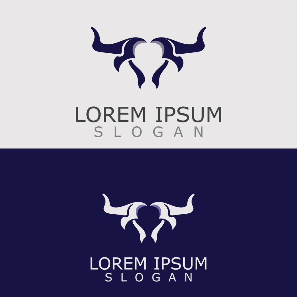 hoorns dier stier logo vector icoon sjabloon