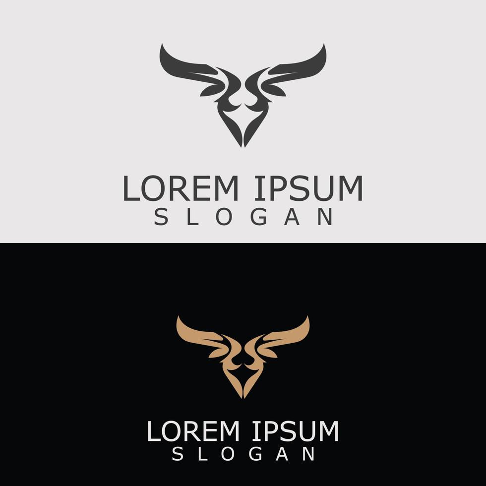 hoorns dier stier logo vector icoon sjabloon