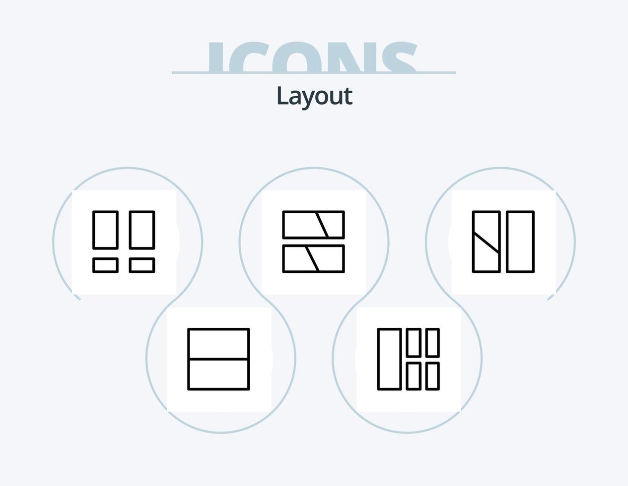 lay-out lijn icoon pak 5 icoon ontwerp. indeling. kader. indeling. bewerken. ux vector