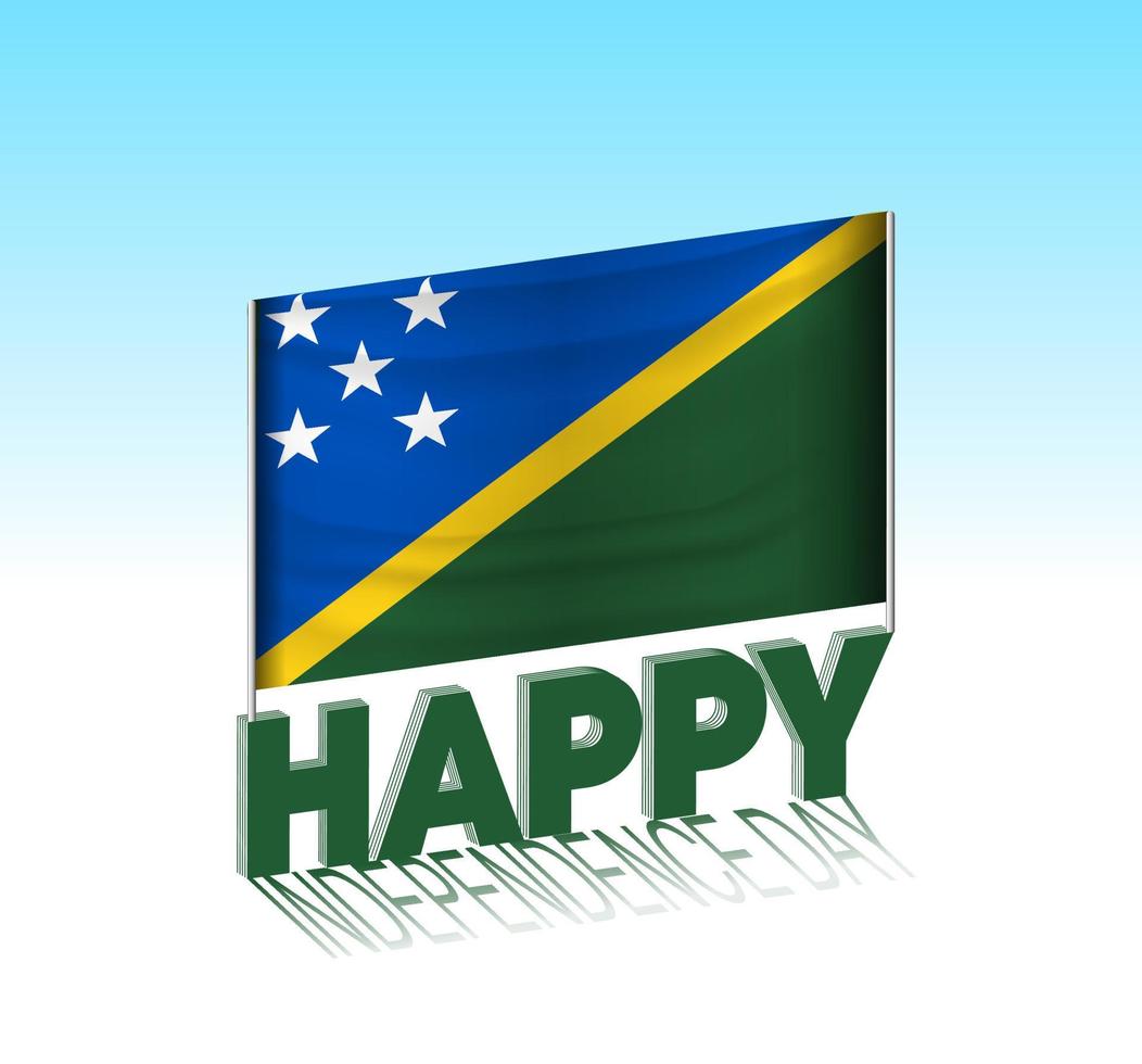 Solomon eilanden onafhankelijkheid dag. gemakkelijk Solomon eilanden vlag en aanplakbord in de lucht. 3d belettering sjabloon. klaar speciaal dag ontwerp bericht. vector