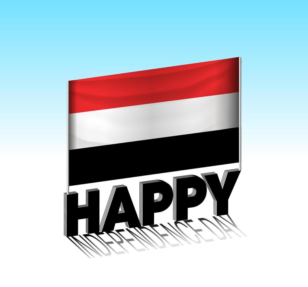 Jemen onafhankelijkheid dag. gemakkelijk Jemen vlag en aanplakbord in de lucht. 3d belettering sjabloon. klaar speciaal dag ontwerp bericht. vector