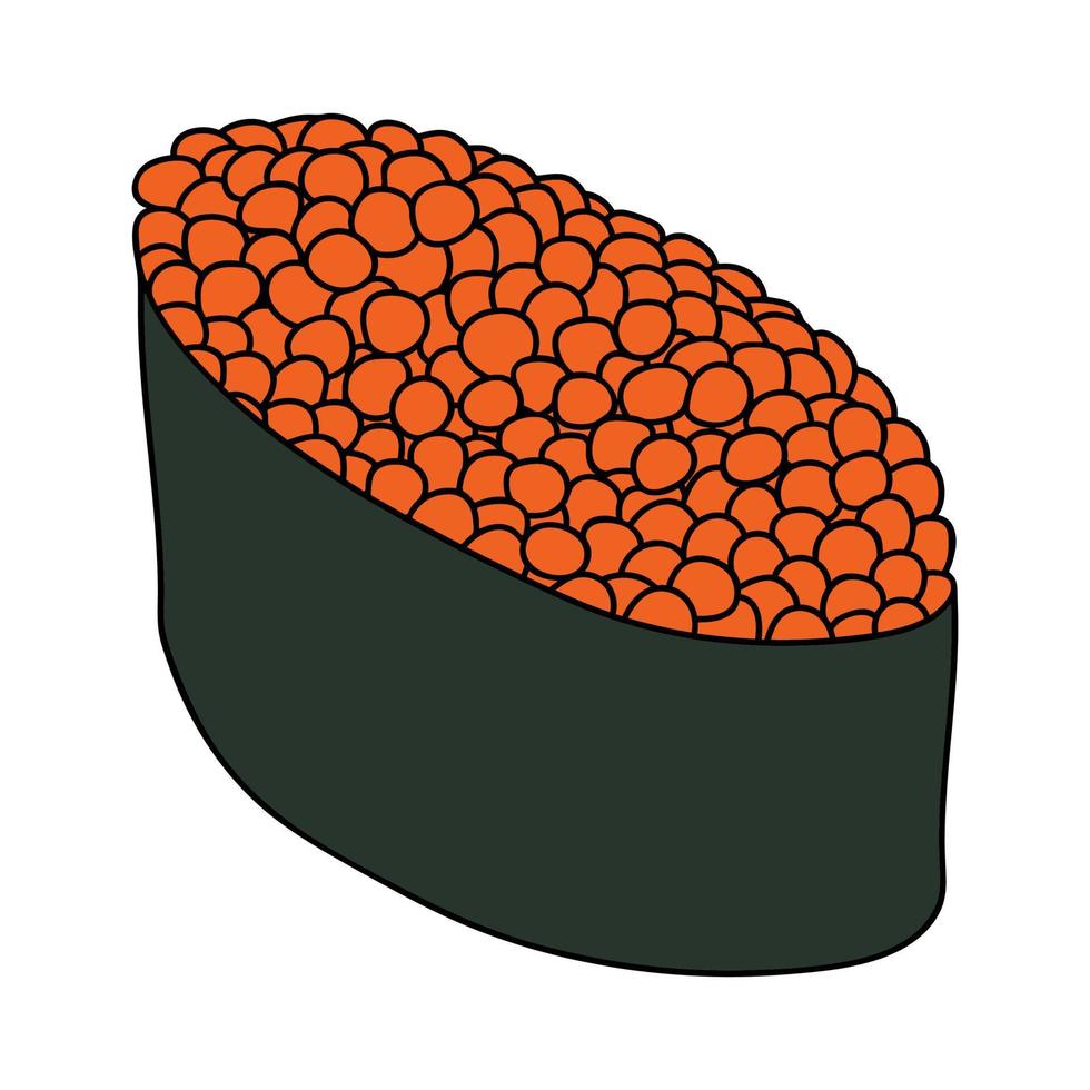 hand- getrokken Gunkan maki sushi clip art. Japans traditioneel keuken borden. Aziatisch voedsel vector