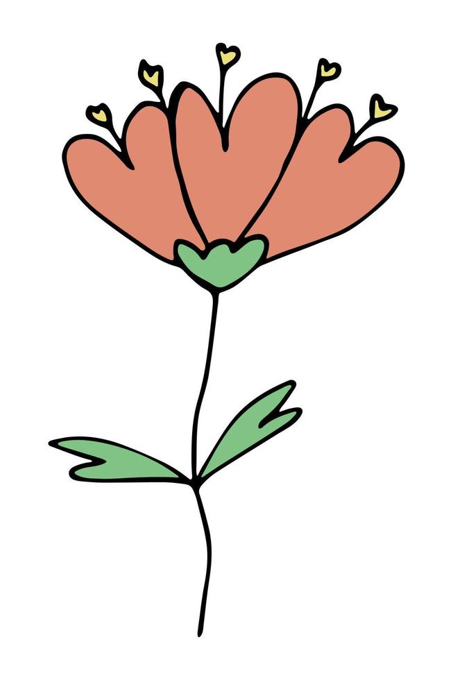 gemakkelijk bloem clip art. hand- getrokken bloemen tekening. voor afdrukken, web, ontwerp, decor, logo vector