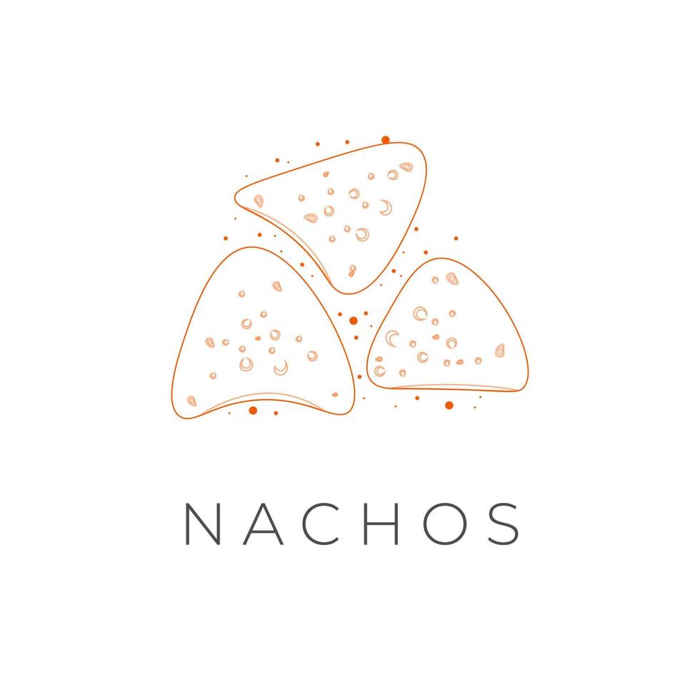 gemakkelijk lijn kunst logo van nacho's of tortilla chips vector