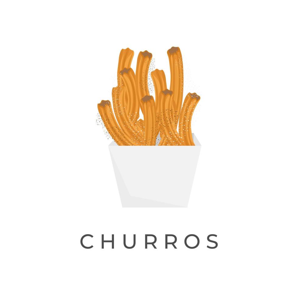 churros illustratie logo in een papier doos vector