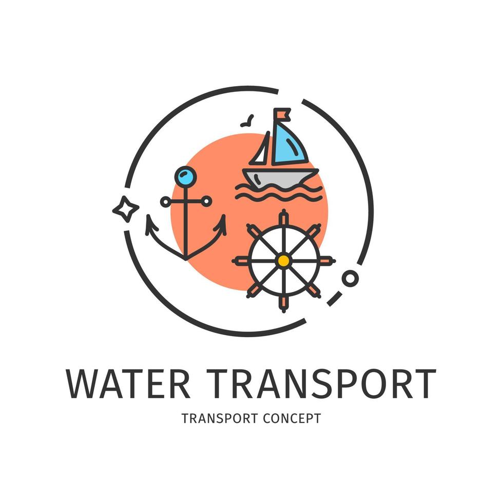 vervoer water dun lijn icoon concept. vector