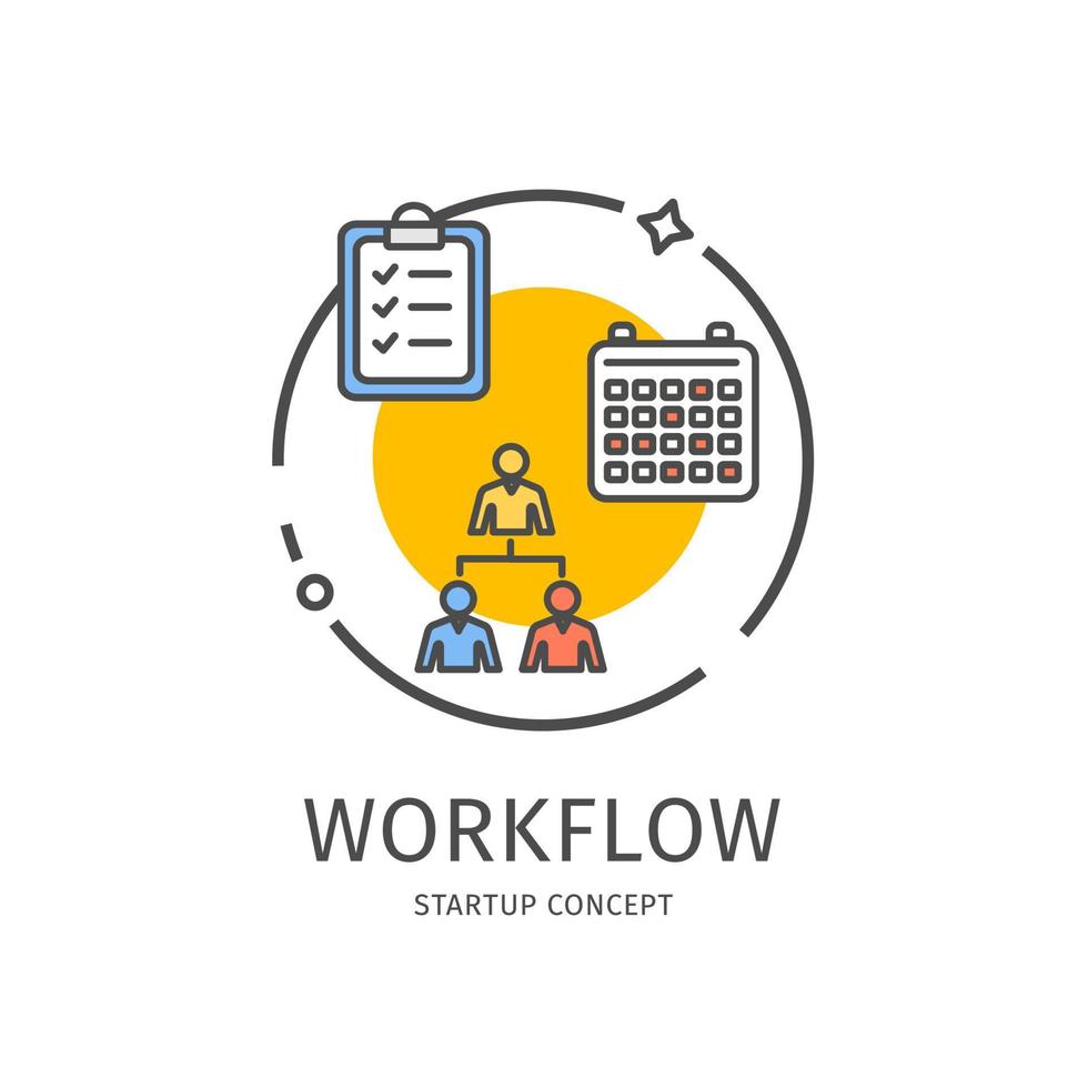 opstarten dun lijn icoon workflow concept. vector