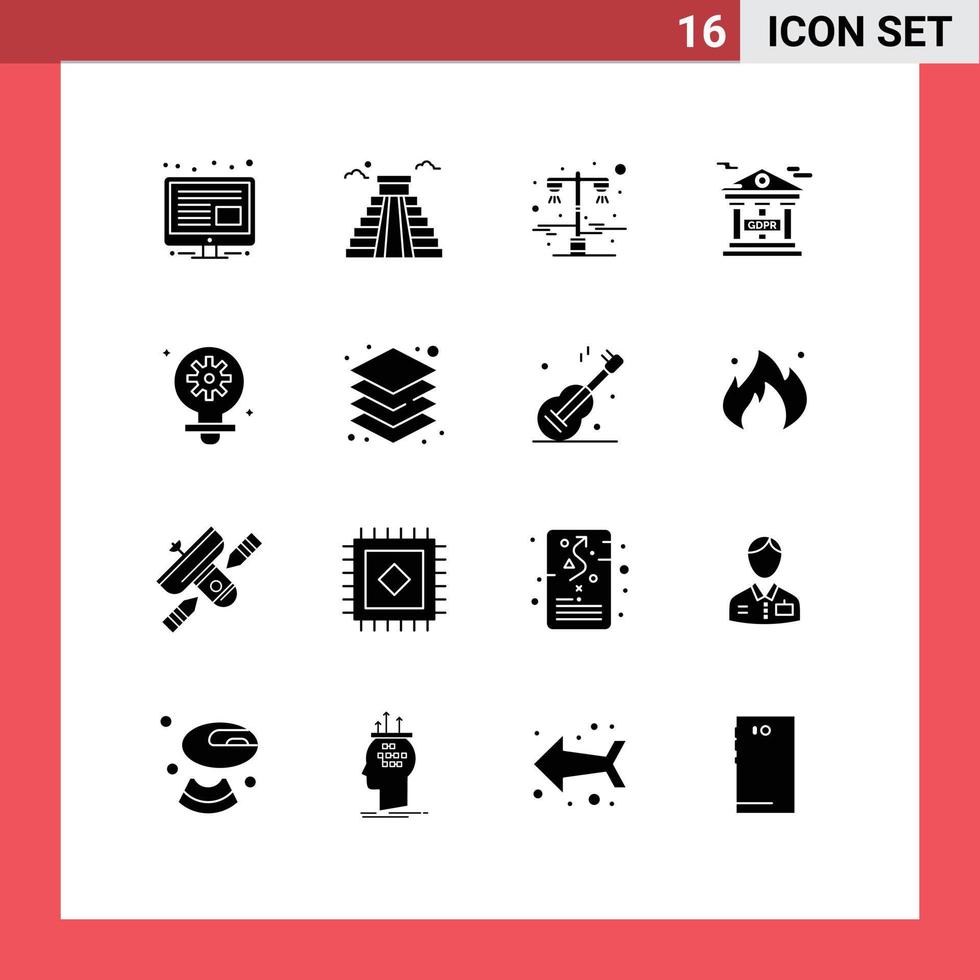16 creatief pictogrammen modern tekens en symbolen van instelling lamp licht gdpr financieel bewerkbare vector ontwerp elementen
