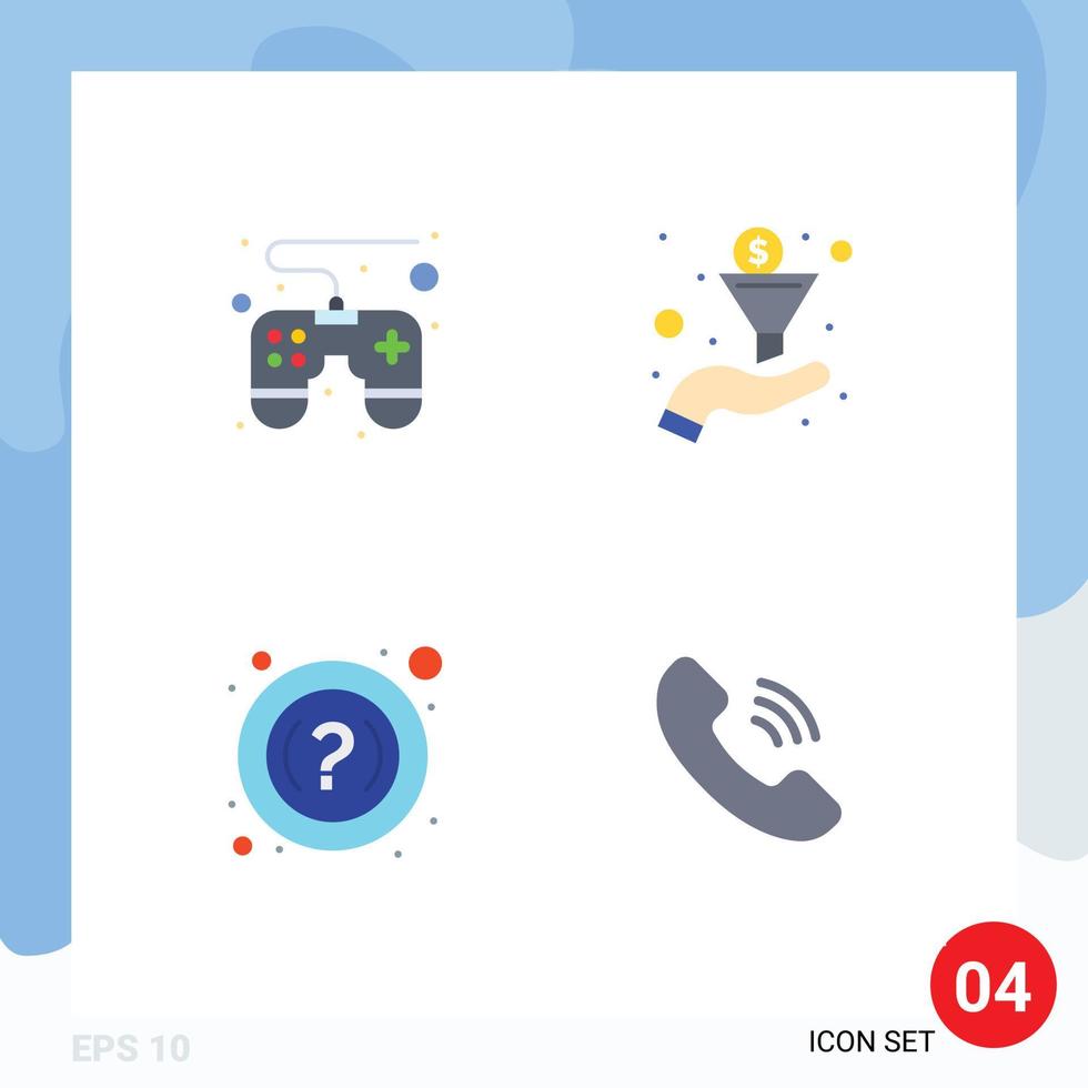 4 thematisch vector vlak pictogrammen en bewerkbare symbolen van controle stootkussen telefoontje filter FAQ telefoon bewerkbare vector ontwerp elementen