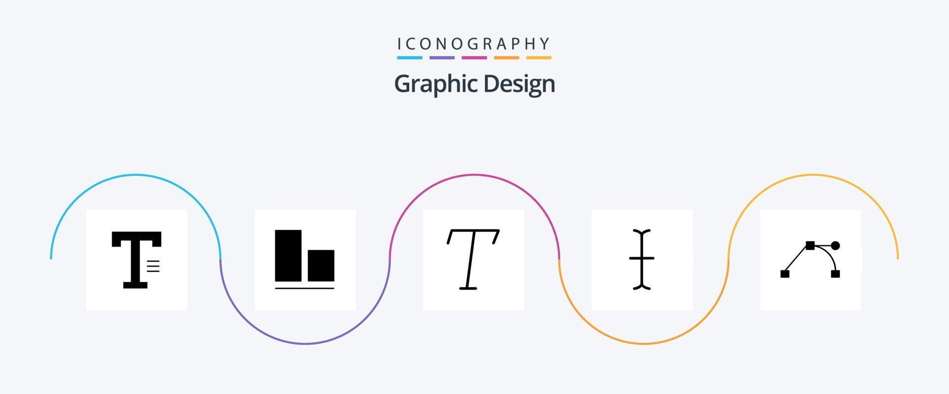 ontwerp glyph 5 icoon pak inclusief . cursief. pad vector
