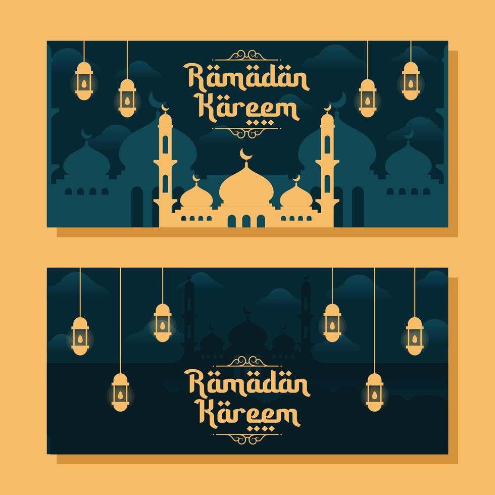 Ramadan horizontaal banier illustratie in vlak ontwerp vector