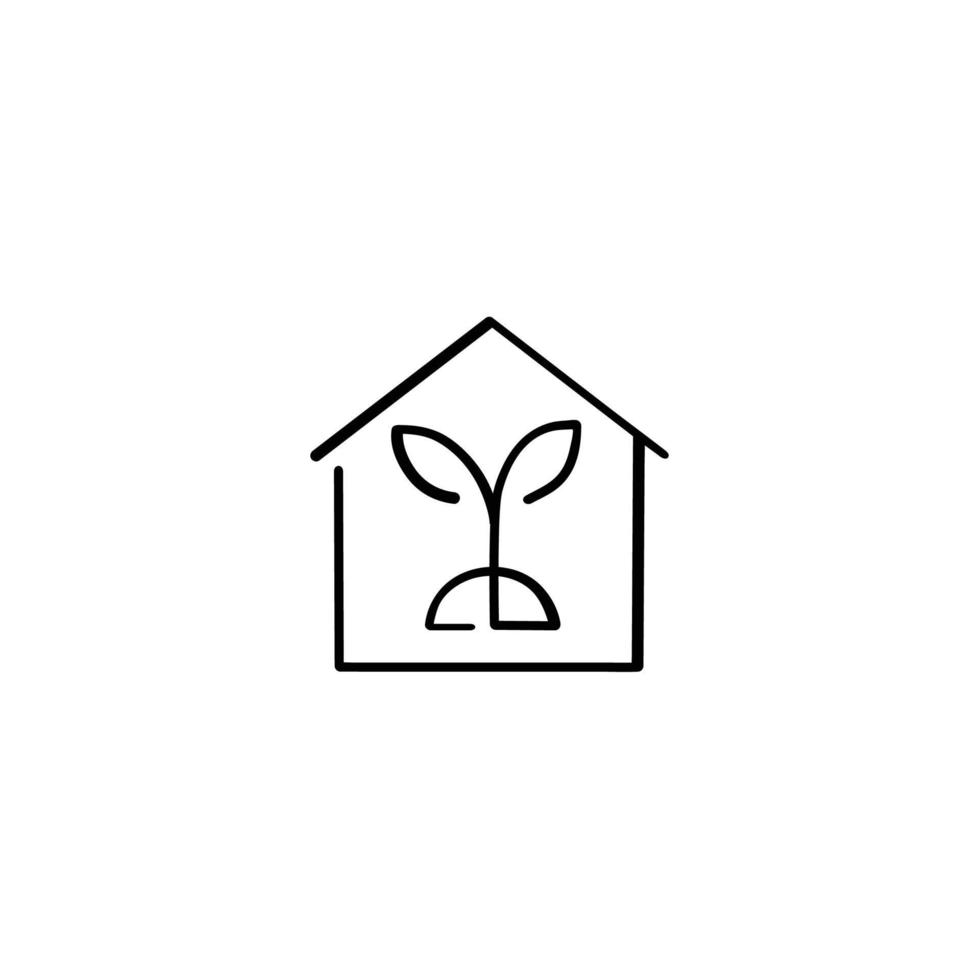 groen huis lijn stijl icoon ontwerp vector