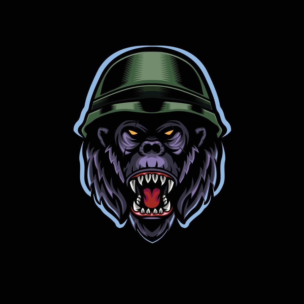 boos gorilla vervelend een helm mascotte vector