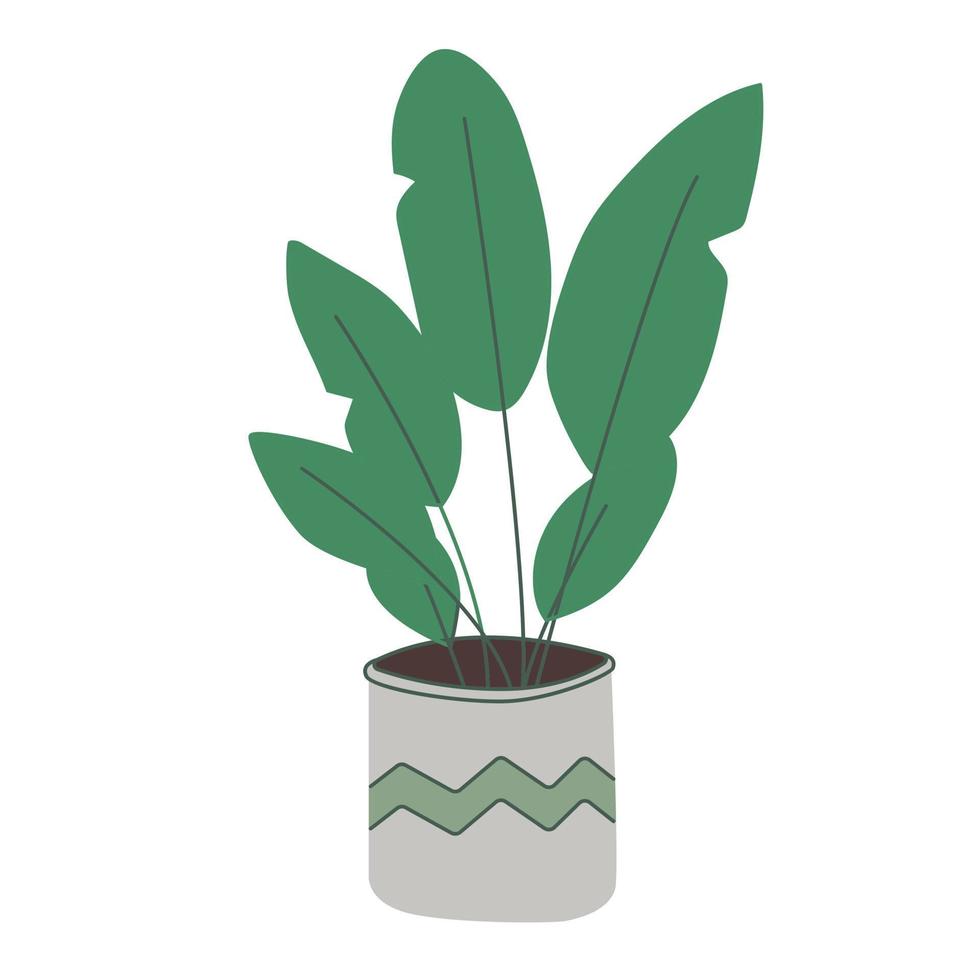 hand getekend geïsoleerd klem kunst illustratie van kamerplant in pot met ornament vector