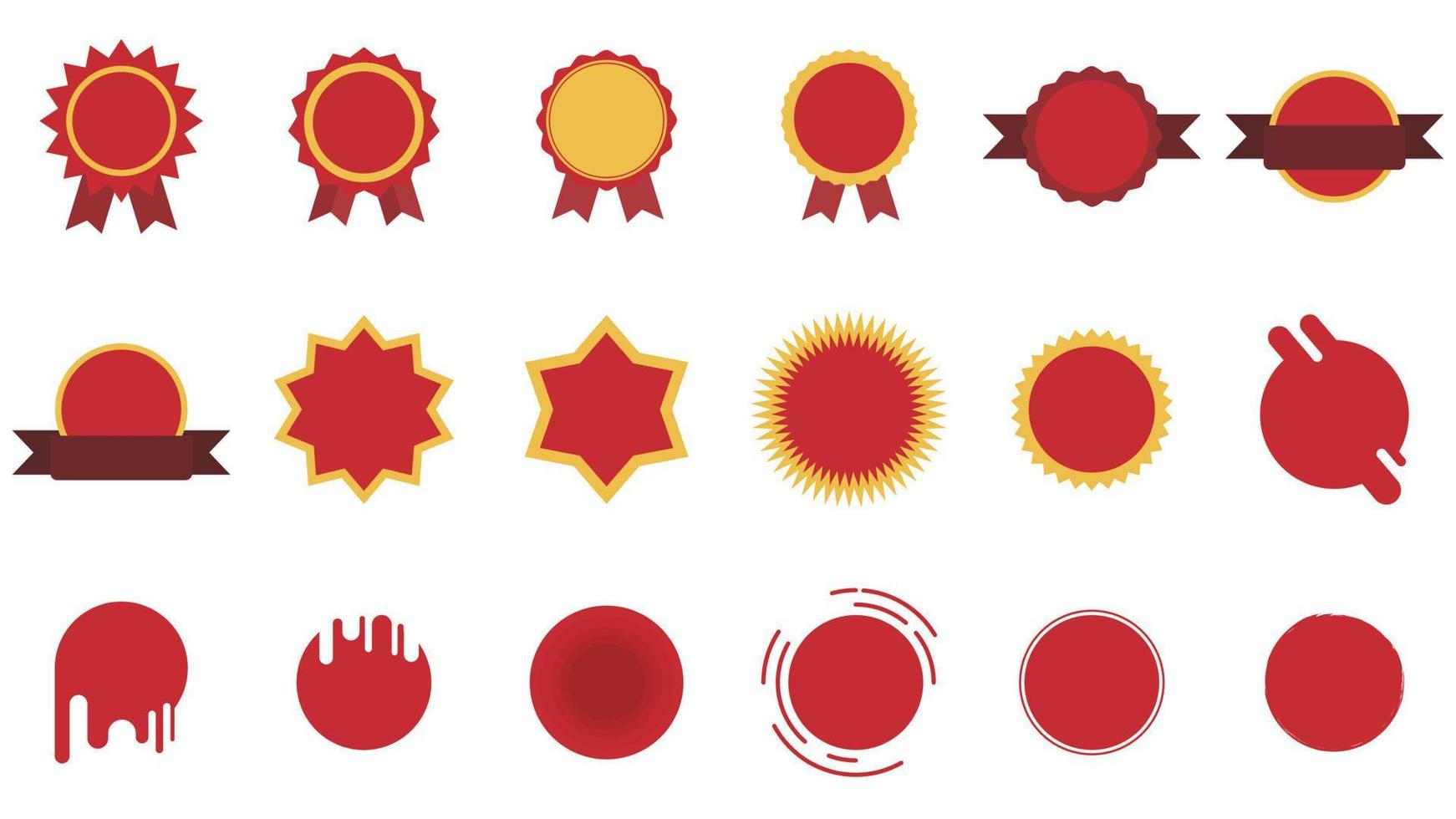 reeks postzegel rood en gouden cirkel vector illustratie eps10