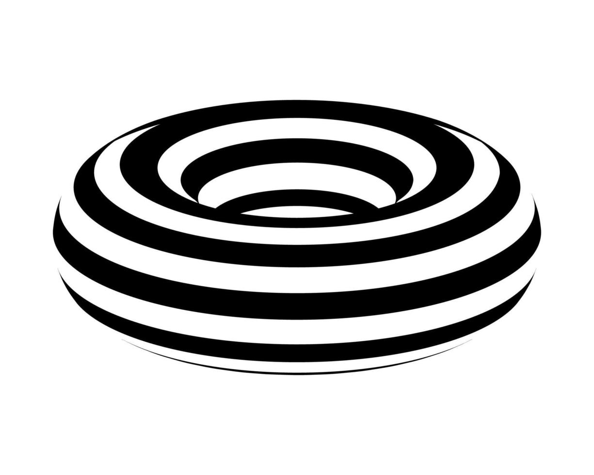 3d zwart optisch illusie donut spiraal vector kunst