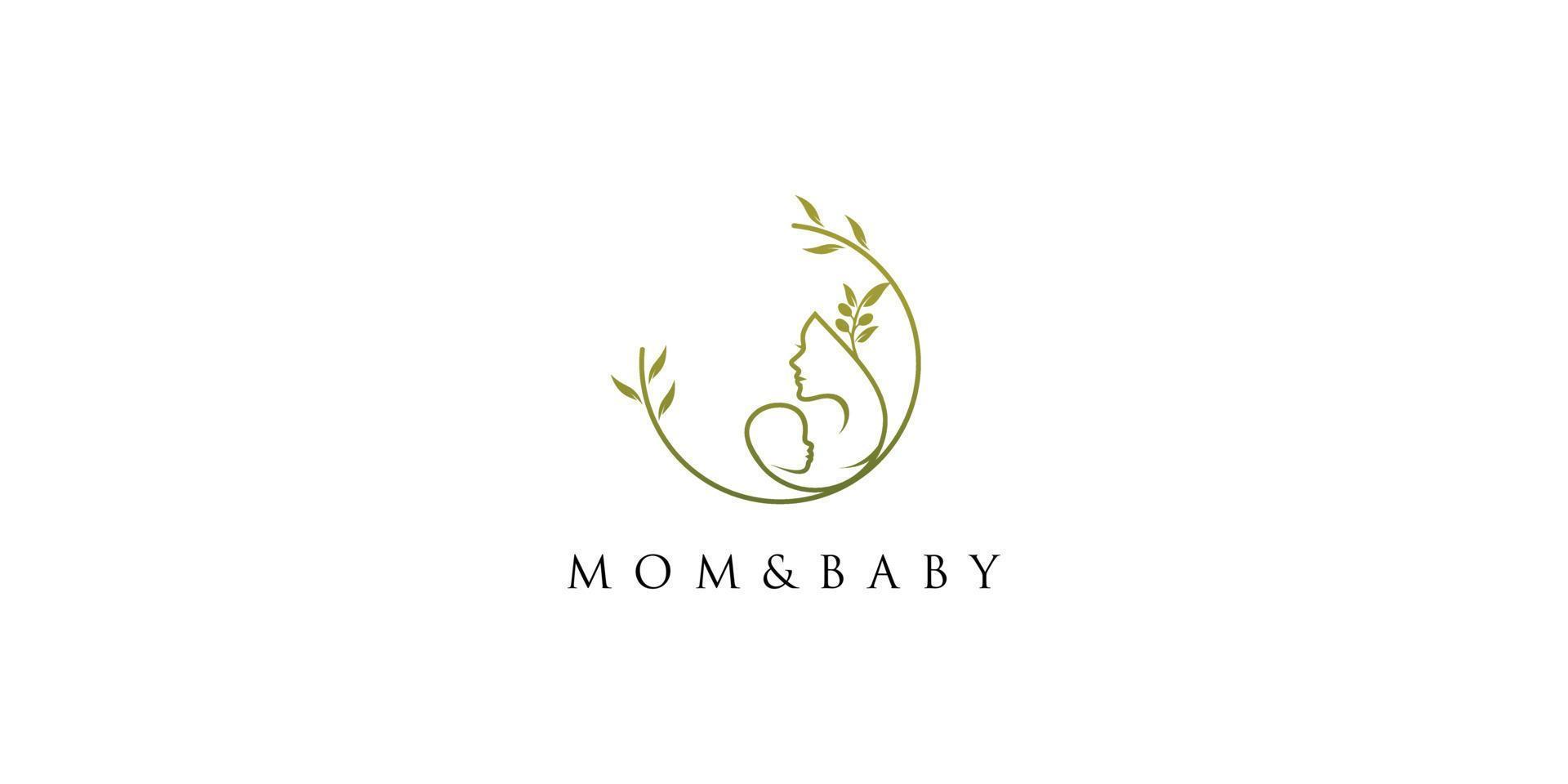 mam en baby logo met olijf- element ontwerp icoon vector illustratie