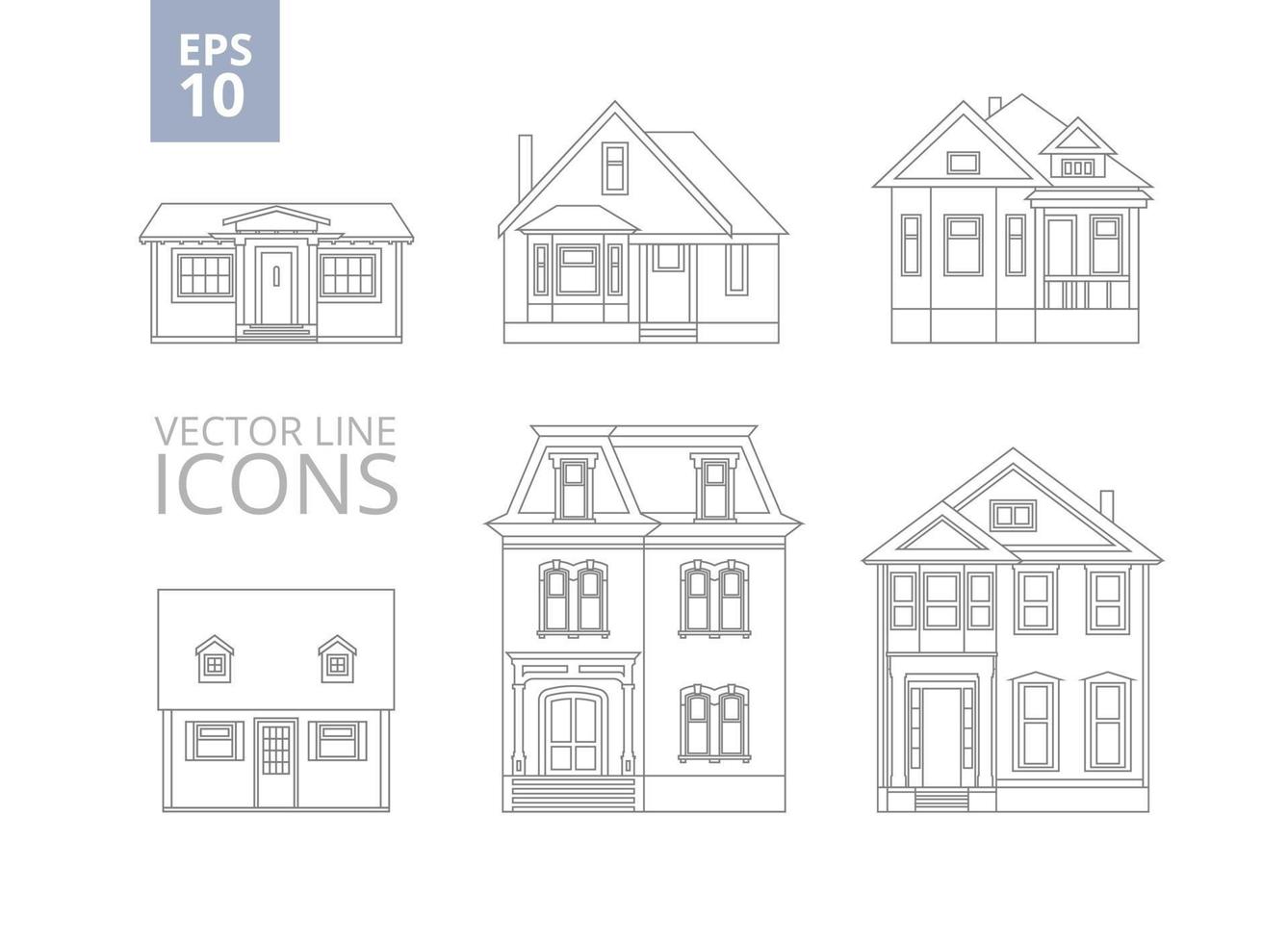 voorraad vector illustratie lijn tekeningen van privaat huizen