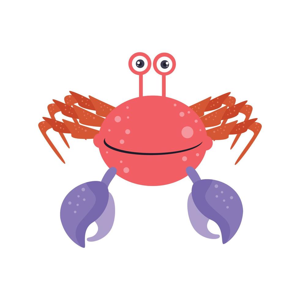 illustratie vector grafisch tekenfilm roze krab met Purper klauwen en bruin poten Aan wit achtergrond