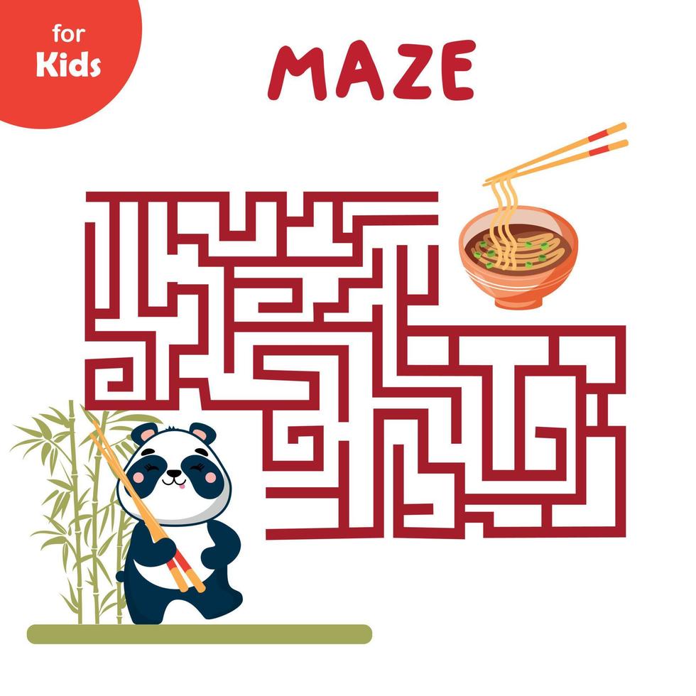 leerzaam spel voor kinderen. vind twee identiek afbeeldingen. voedsel serie, Aziatisch stijl. tussen veelkleurig borden met pap en noedels, vind twee identiek afbeeldingen. schattig panda wil naar eten vector