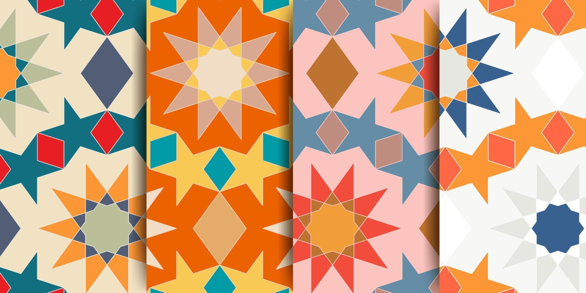 Arabisch naadloos patroon in veelkleurig palet. Arabisch ornament. Arabisch moslim etnisch stijl. Ramadan behang ontwerp. Marokkaans stijl. vector illustratie.