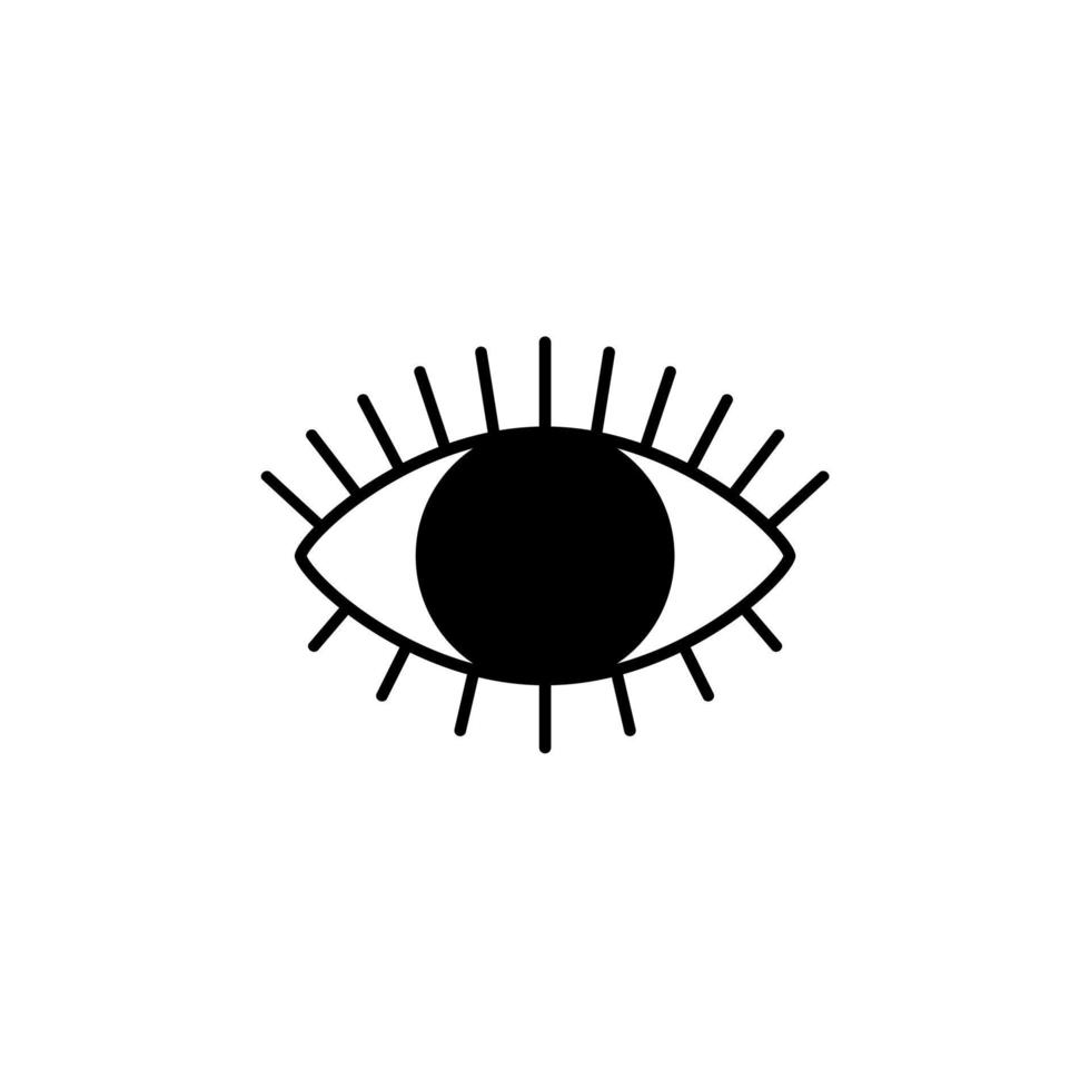 inactief oog icoon met wimpers voor een website of sollicitatie, net zo goed net zo een silhouet voor laser snijden. oog behandeling kliniek logo.vector illustratie geïsoleerd Aan wit. vector