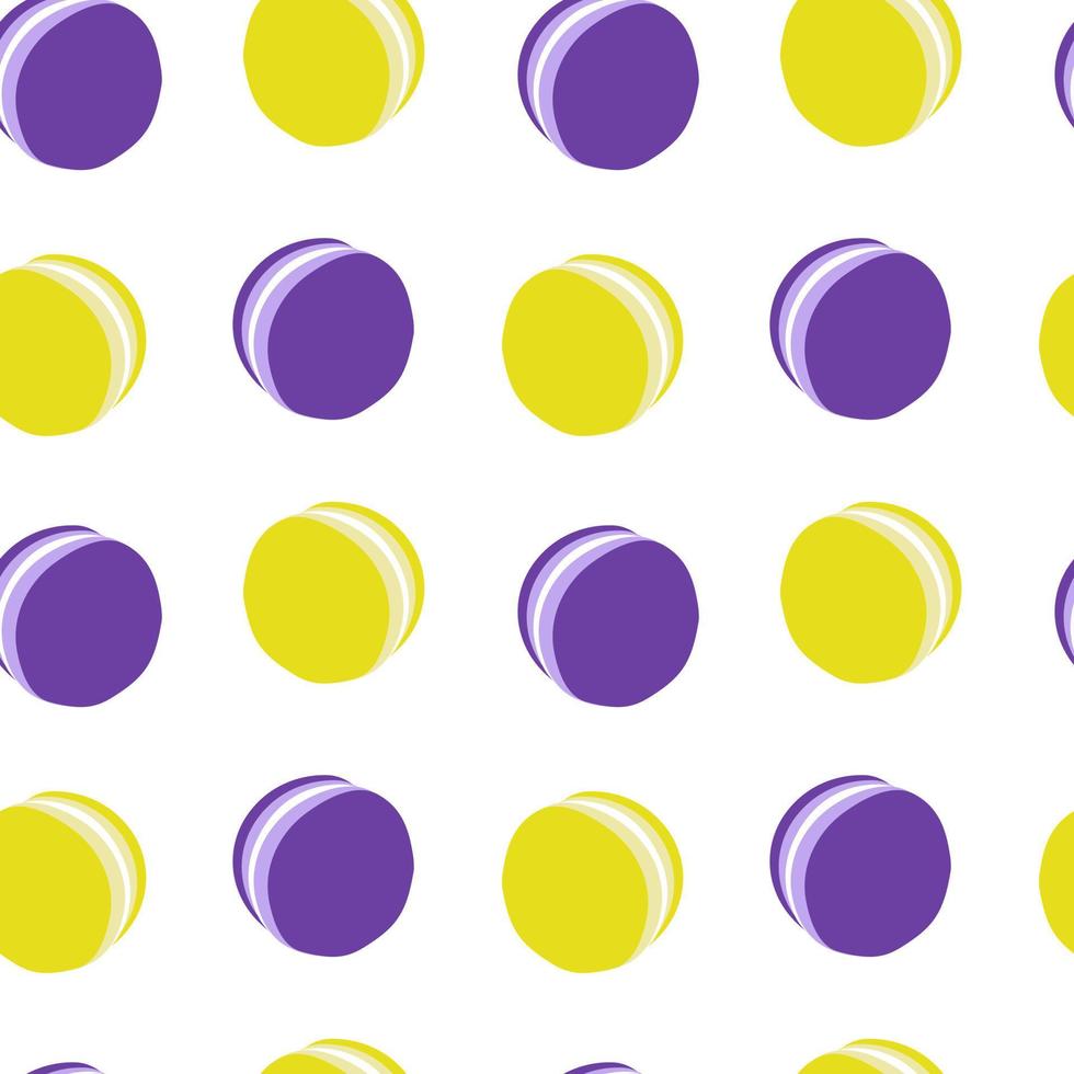 geel en Purper macaron naadloos patroon. vector naadloos patroon met schattig zoet macaron.