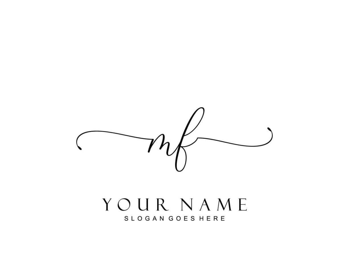 eerste mf schoonheid monogram en elegant logo ontwerp, handschrift logo van eerste handtekening, bruiloft, mode, bloemen en botanisch met creatief sjabloon. vector