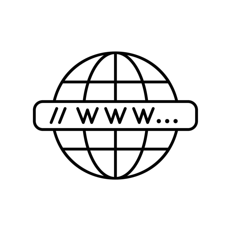 wereld breed web of www icoon met wereldbol en website adres bar of domein vector