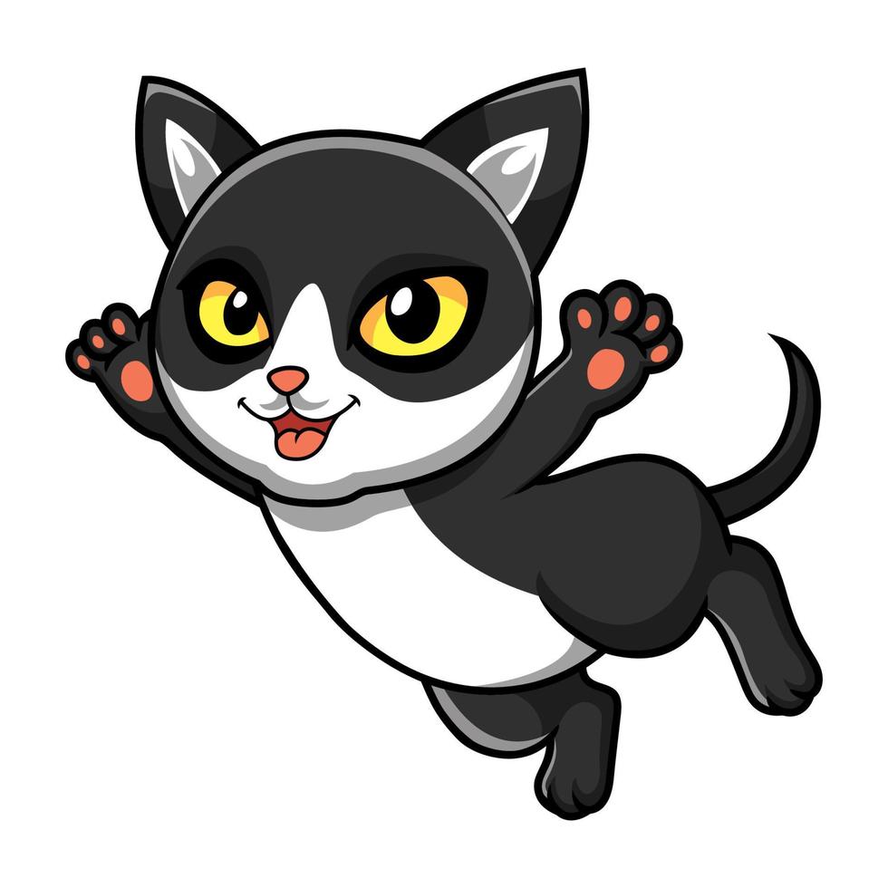 schattig zwart rook kat tekenfilm vliegend vector