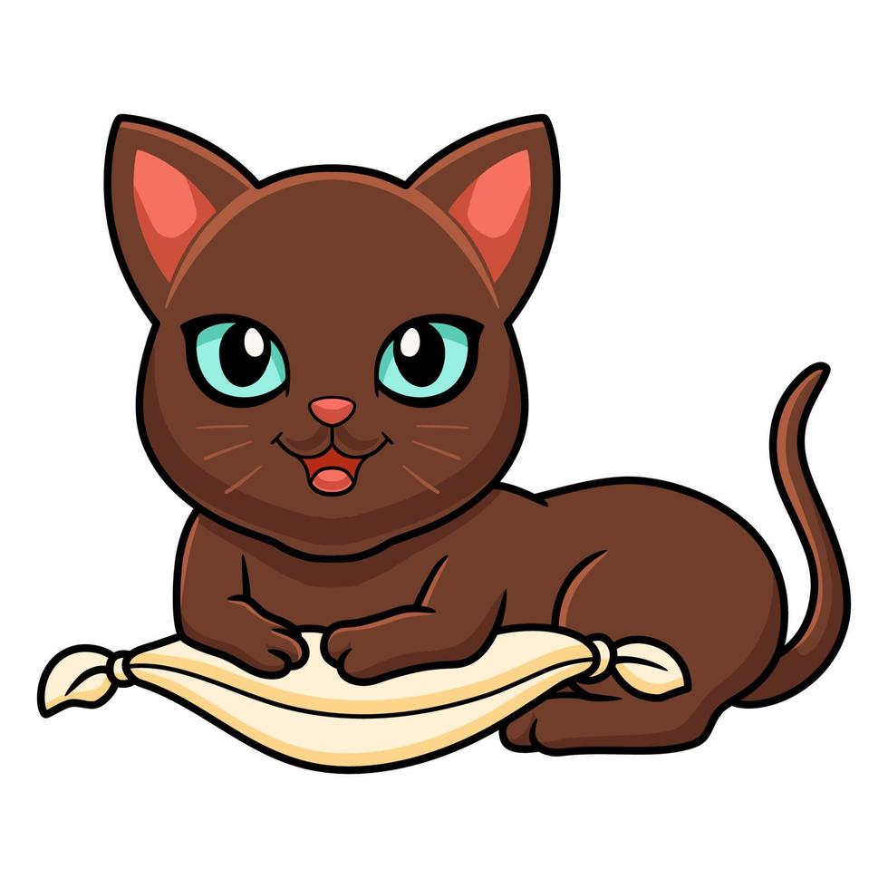 schattig Havana bruin kat tekenfilm Aan de hoofdkussen vector